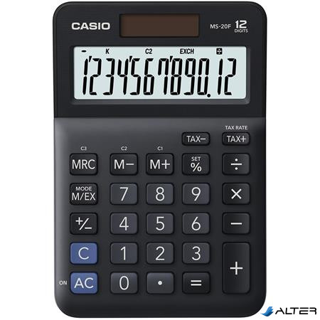 Számológép, asztali, 12 számjegy, CASIO "MS-20 F", fekete