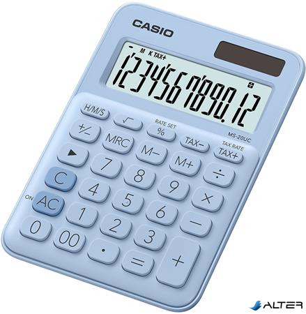 Számológép, asztali, 12 számjegy, CASIO "MS 20UC", világoskék