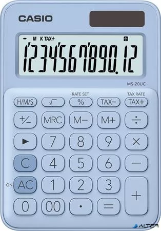 Számológép, asztali, 12 számjegy, CASIO, "MS 20 UC", világoskék