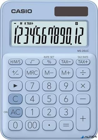 Számológép, asztali, 12 számjegy, CASIO, 'MS 20 UC', világoskék