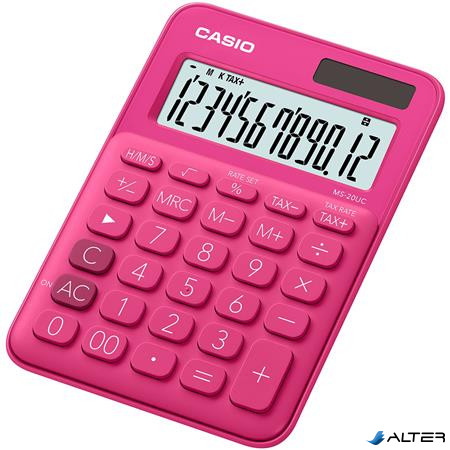 Számológép, asztali, 12 számjegy, CASIO, "MS 20 UC", magenta
