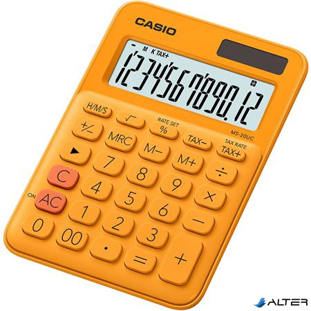 Számológép, asztali, 12 számjegy, CASIO, "MS 20 UC", narancssárga