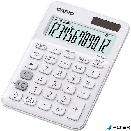 Számológép, asztali, 12 számjegy, CASIO "MS 20UC", fehér