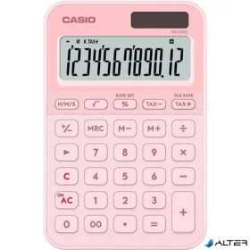   Számológép, asztali, 12 számjegy, CASIO, "MS 20 YC", világos rózsaszín