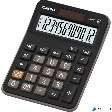 Számológép, asztali, 10 számjegy, CASIO "MX 12B", fekete