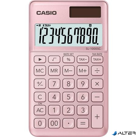 Zsebszámológép, 10 számjegy, CASIO "SL 1000", világos rózsaszín