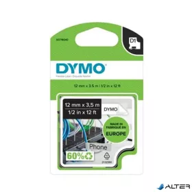   Feliratozógép szalag, flexibilis ID, 12 mm x 3,5 m, DYMO 'D1', fehér-fekete