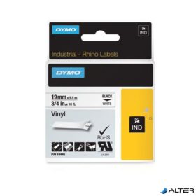   Feliratozógép szalag, vinil, 19 mm x 5,5 m, DYMO 'Rhino', fehér-fekete