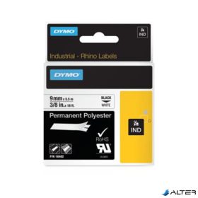   Feliratozógép szalag, tartós poliészter, 9 mm x 5,5 m, DYMO 'Rhino',fehér-fekete