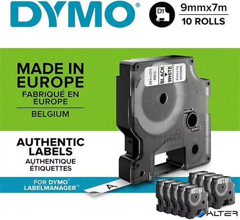 Feliratozógép szalag készlet, 9 mm x 7 m, DYMO "D1", fehér-fekete