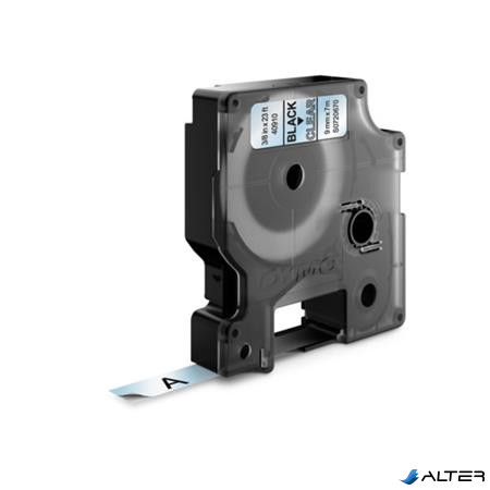 Feliratozógép szalag, 9 mm x 7 m, DYMO 'D1', víztiszta-fekete