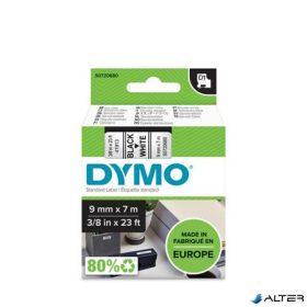   Feliratozógép szalag, 9 mm x 7 m, DYMO 'D1', fehér-fekete