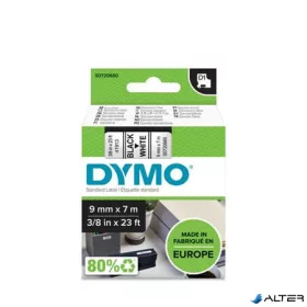   Feliratozógép szalag, 9 mm x 7 m, DYMO "D1", fehér-fekete