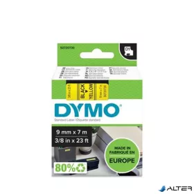   Feliratozógép szalag, 9 mm x 7 m, DYMO "D1", sárga-fekete