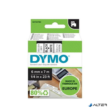 Feliratozógép szalag, 6 mm x 7 m, DYMO "D1", fehér-fekete