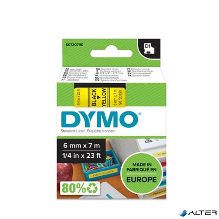 Feliratozógép szalag, 6 mm x 7 m, DYMO 'D1', sárga-fekete