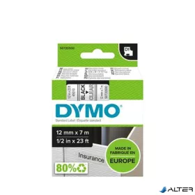   Feliratozógép szalag, 12 mm x 7 m, DYMO "D1", víztiszta-fekete