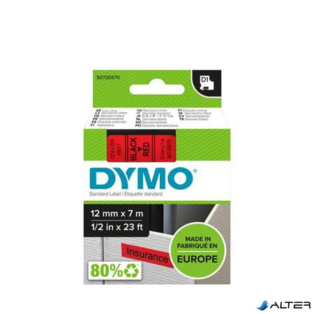 Feliratozógép szalag, 12 mm x 7 m, DYMO "D1", piros-fekete