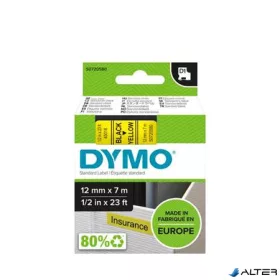   Feliratozógép szalag, 12 mm x 7 m, DYMO "D1", sárga-fekete