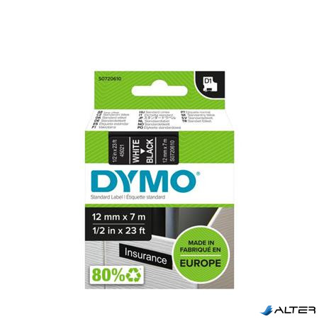 Feliratozógép szalag, 12 mm x 7 m, DYMO "D1", fekete-fehér