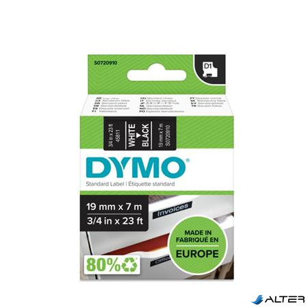 Feliratozógép szalag, 19 mm x 7m DYMO "D1", fekete-fehér