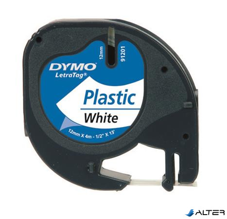 Feliratozógép szalag, 12 mm x 4 m, DYMO "Letratag", fehér