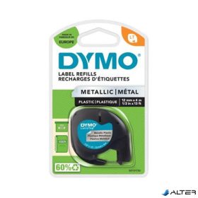   Feliratozógép szalag, műanyag, 12 mm x 4 m, DYMO 'Letratag', ezüst