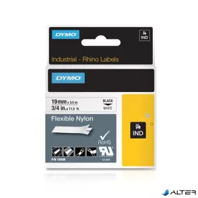   Feliratozógép szalag, flexibilis ID, 19 mm x 3,5 m, DYMO "Rhino", fehér-fekete