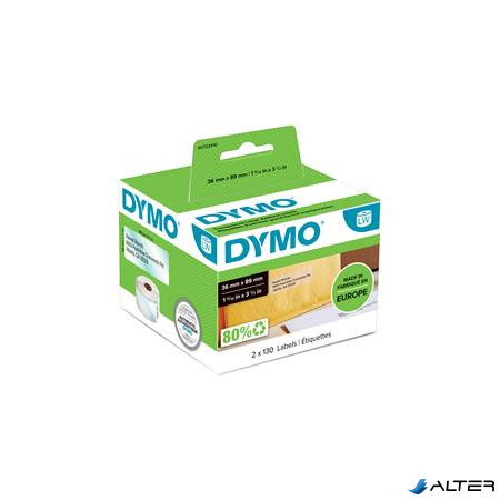 Etikett, LW nyomtatóhoz, műanyag, 36x89 mm, 260 db etikett, DYMO, átlátszó