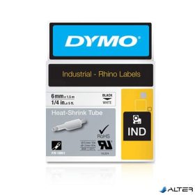   Zsugorcső, feliratozógéphez, 6 mm x 1,5 m, DYMO 'Rhino', fehér-fekete
