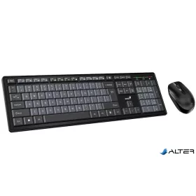   Egér- és billentyűzet készlet, vezeték nélküli, USB, HUN, GENIUS "KM-8200", fekete-szürke