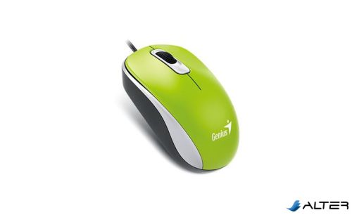 Egér, vezetékes, optikai, normál méret, USB, GENIUS "DX-120", zöld