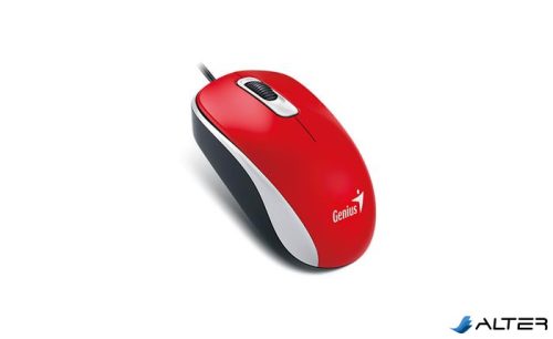 Egér, vezetékes, optikai, normál méret, USB, GENIUS "DX-120", piros