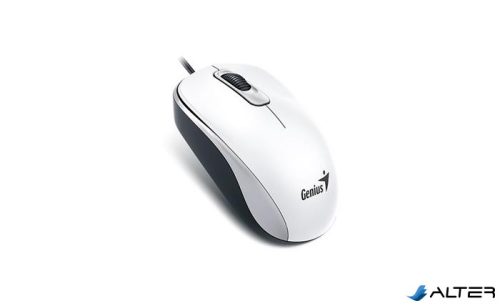 Egér, vezetékes, optikai, normál méret, USB, GENIUS "DX-120", fehér