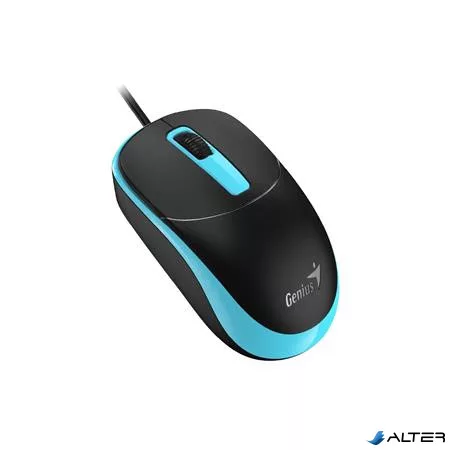 Egér, vezetékes, optikai, normál méret, USB, GENIUS "DX-123", fekete-kék