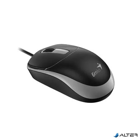 Egér, vezetékes, optikai, normál méret, USB, GENIUS "DX-123", fekete-szürke