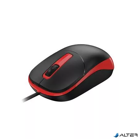 Egér, vezetékes, optikai, normál méret, USB, GENIUS "DX-123", fekete-piros