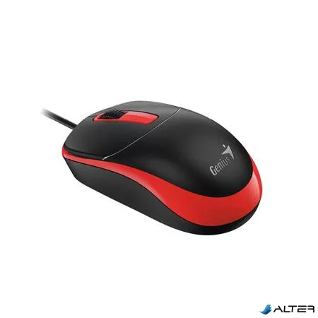 Egér, vezetékes, optikai, normál méret, USB, GENIUS "DX-123", fekete-piros