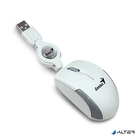 Egér, vezetékes, optikai, kisméret, USB, GENIUS "Micro Traveler" fehér