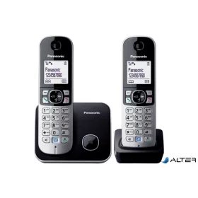   Telefon, vezeték nélküli, telefonpár, PANASONIC "KX-TG6812PDB Duo", fekete