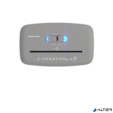 Iratmegsemmisítő, konfetti, 8 lap, HP "Oneshred 8CC", világosszürke