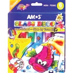 Üvegfóliafesték készlet, AMOS, 6 különböző szín