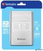 2,5" HDD (merevlemez), 1TB, USB 3.0, VERBATIM, ezüst