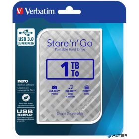 2,5" HDD (merevlemez), 1TB,  USB 3.0, VERBATIM "Store n Go, ezüst