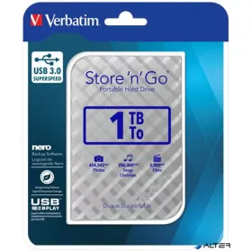 2,5" HDD (merevlemez), 1TB,  USB 3.0, VERBATIM "Store n Go, ezüst