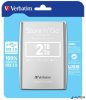2,5" HDD (merevlemez), 2TB, USB 3.0, VERBATIM, ezüst