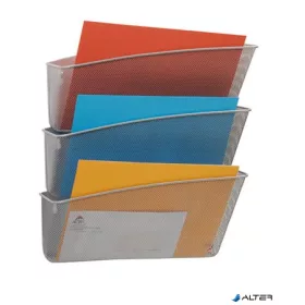 Irattartó, fali, fémhálós, 3 zsebes, ALBA, ezüst