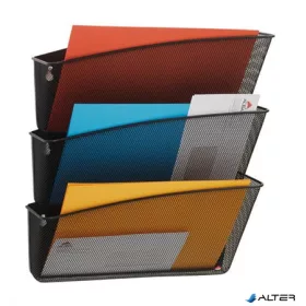 Irattartó, fali, fémhálós, 3 zsebes, ALBA, fekete