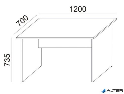 Íróasztal, laplábbal, 120x70 cm, MAYAH 'Freedom SV-19', fehér