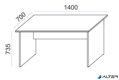 Íróasztal, laplábbal, 140x70 cm, MAYAH 'Freedom SV-20', fehér